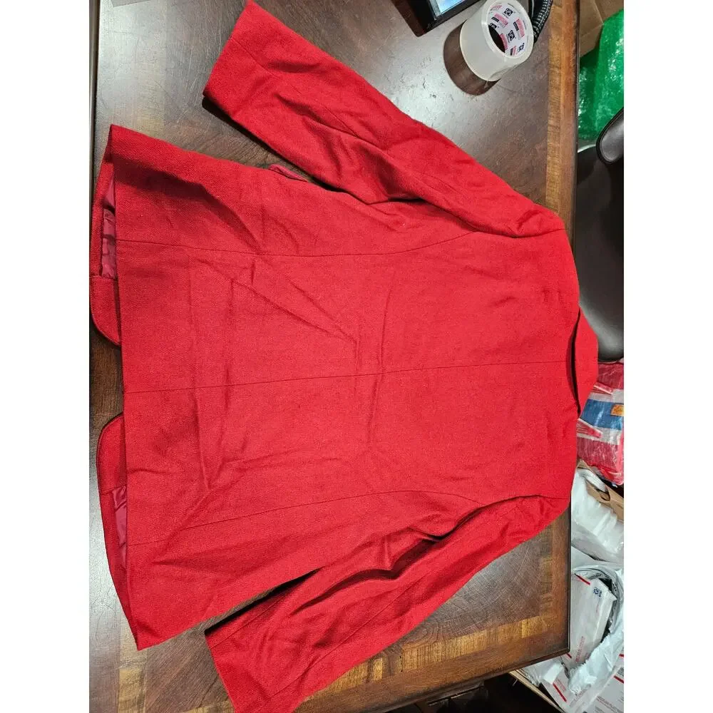 Worthington Red Wool Blazer Jacket Petite 10P Single Button Lined Y2K Career - Picture 3 of 5